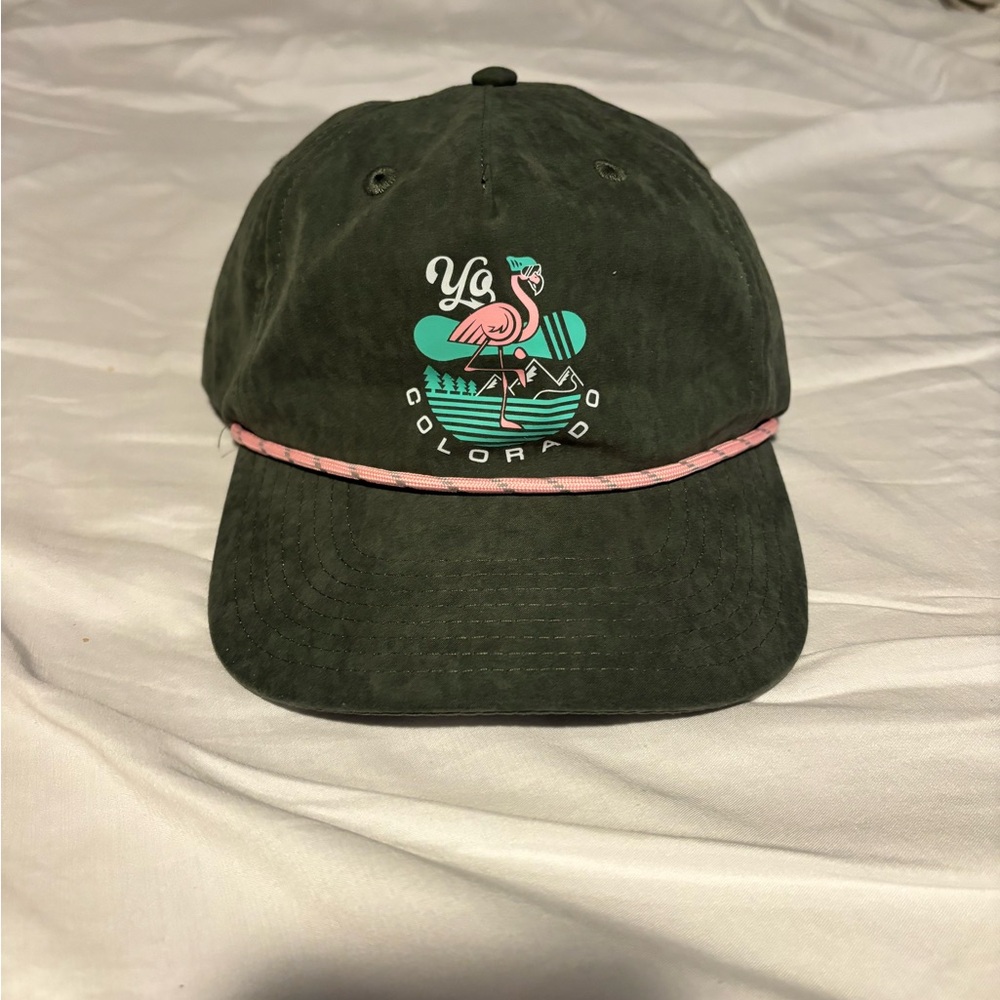 Green Flamingo Embroidered Hat